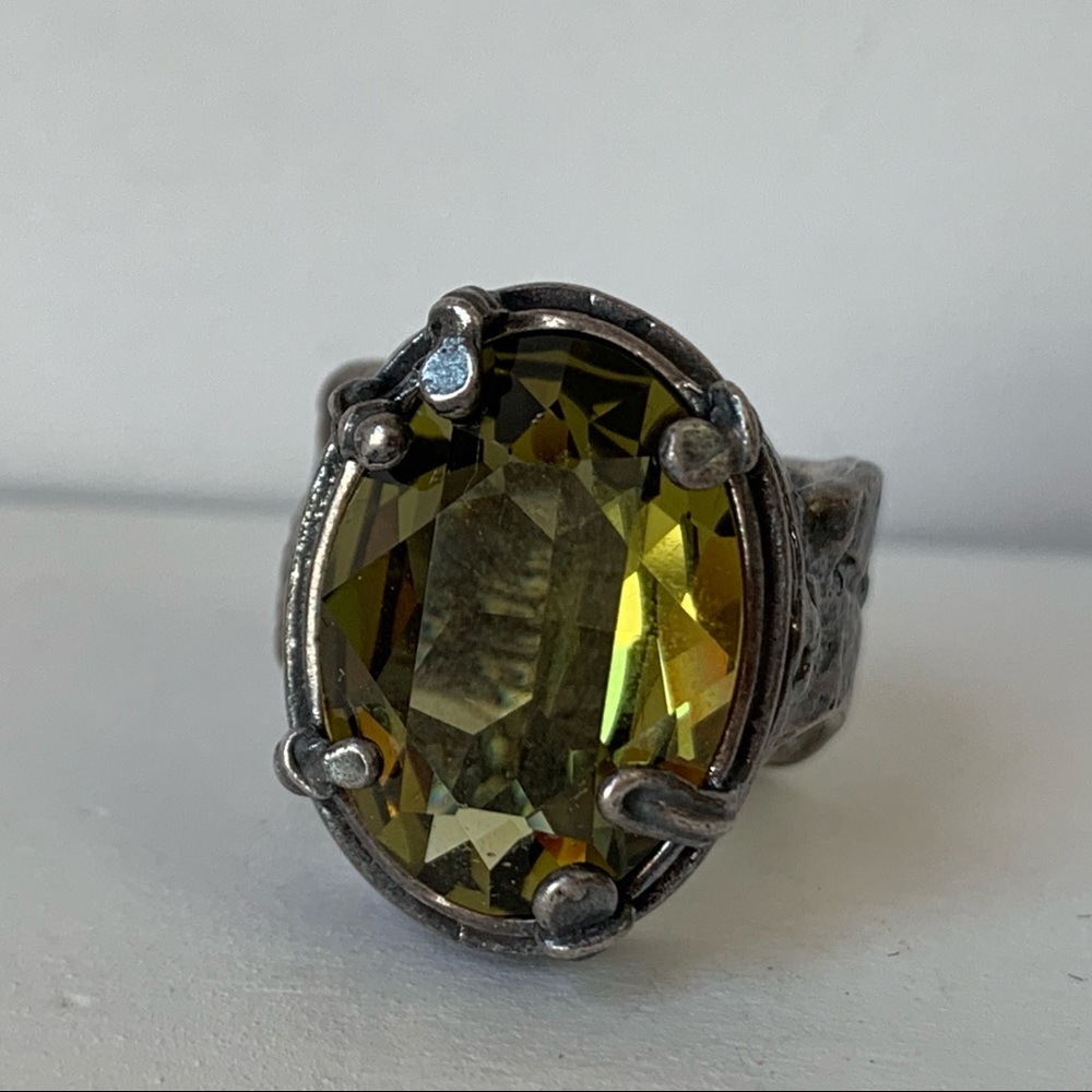 Olivine Swarovski Crystal Ring 925 R1883 - Picture 7 of 8
